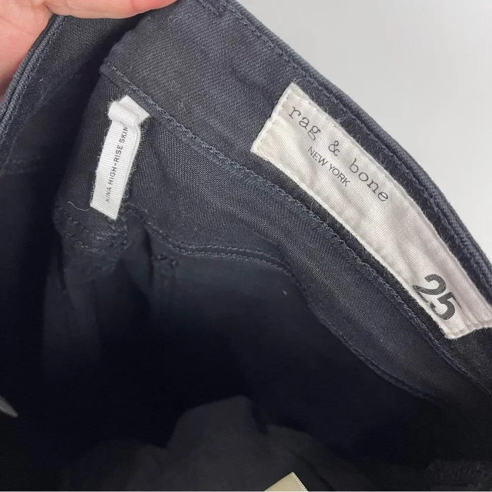 Rag & Bone Nina High Rise Skinny Jeans No Fade Black Women's Size 25 - Picture 8 of 9